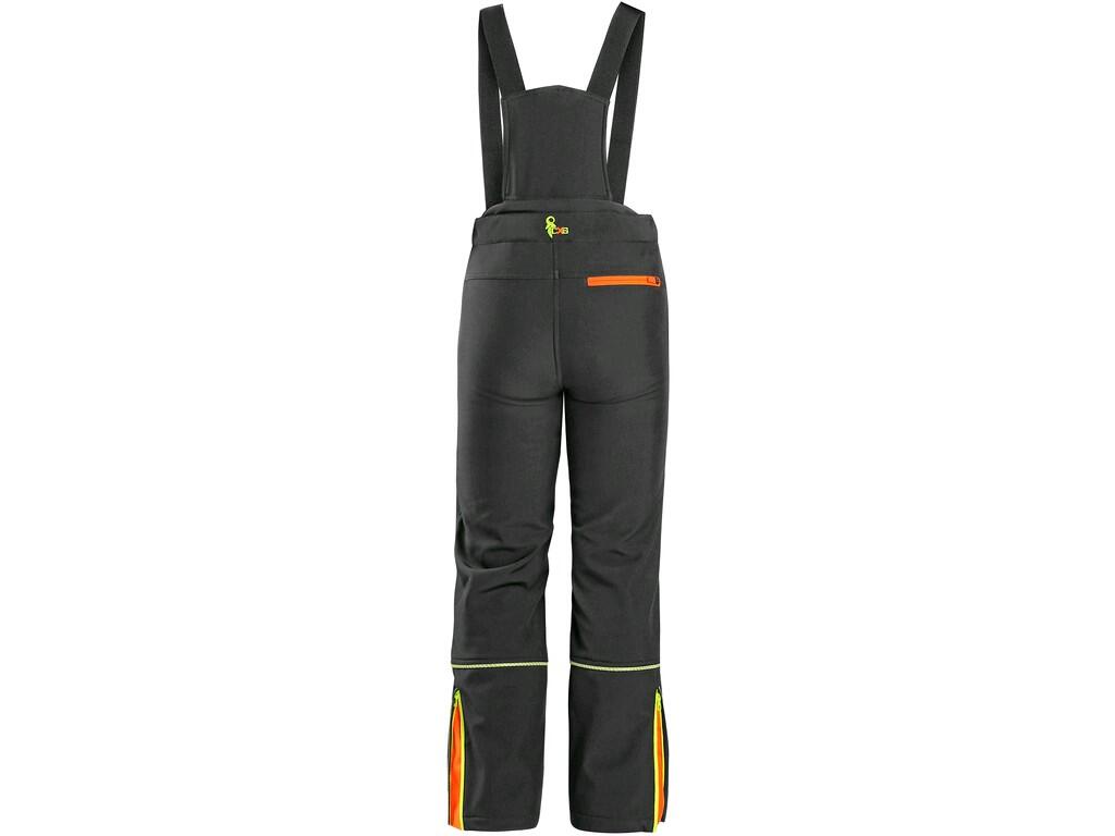 Kalhoty CXS TRENTON, zimní softshell, dětské, černé s HV žluto/oranžové doplňky, vel. 160